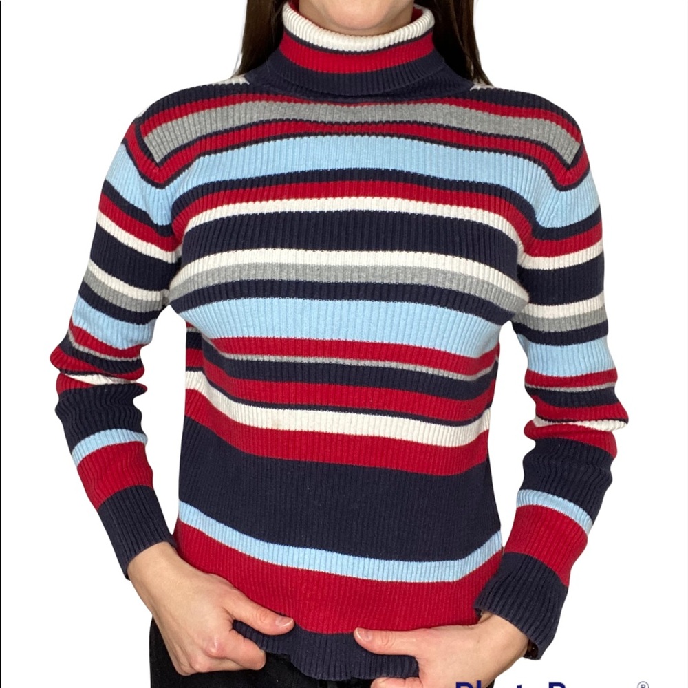 Tommy Hilfiger Vintage Y2K Long Sleeve Stripped Turtleneck Sweater
